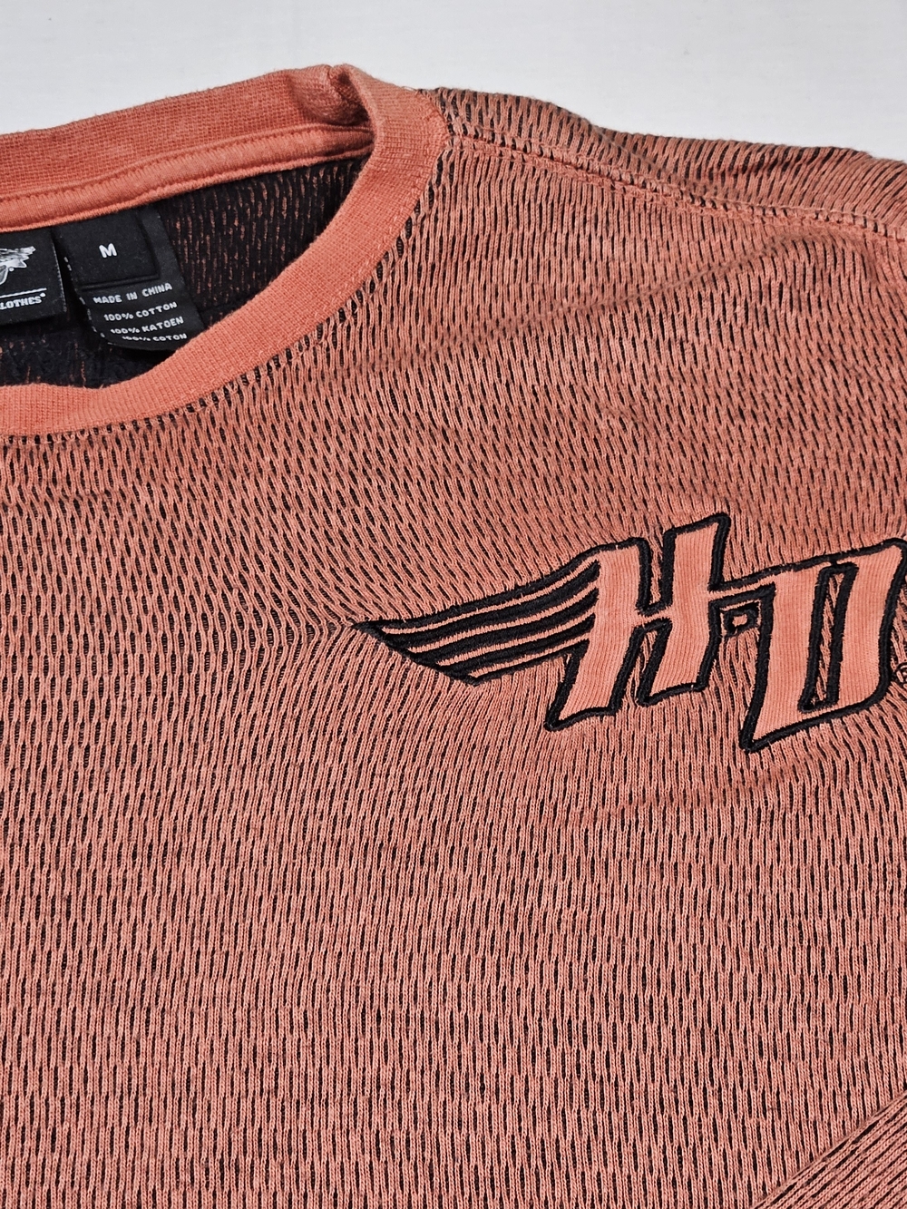Harley Davidson Thermal Shirt Mens Medium Waffle Knit Eagle Wing 1903 Embroidery